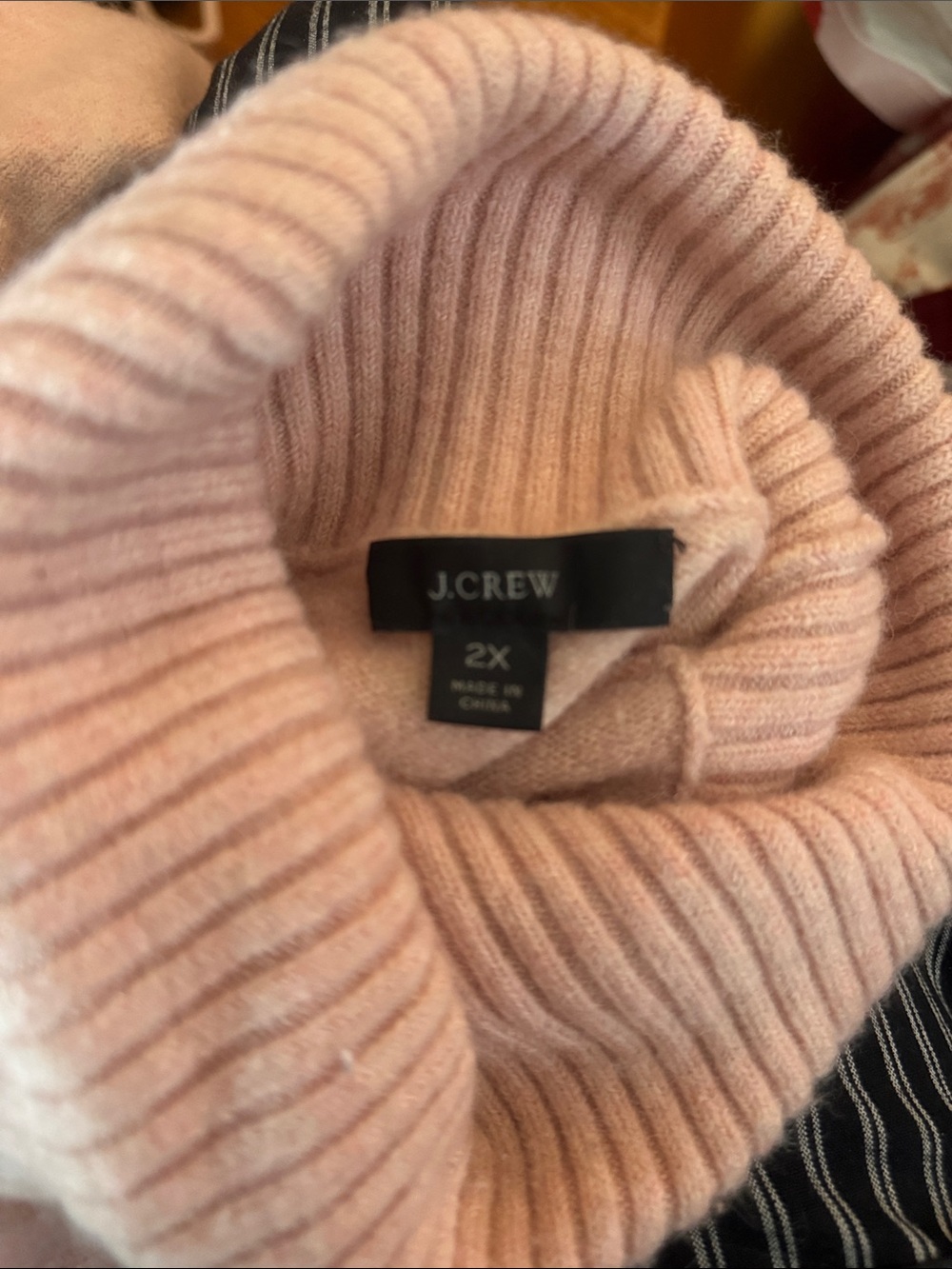 J. Crew Vintage Ribbed Turtleneck Cashmere Blend Sweater Soft Pink 2X